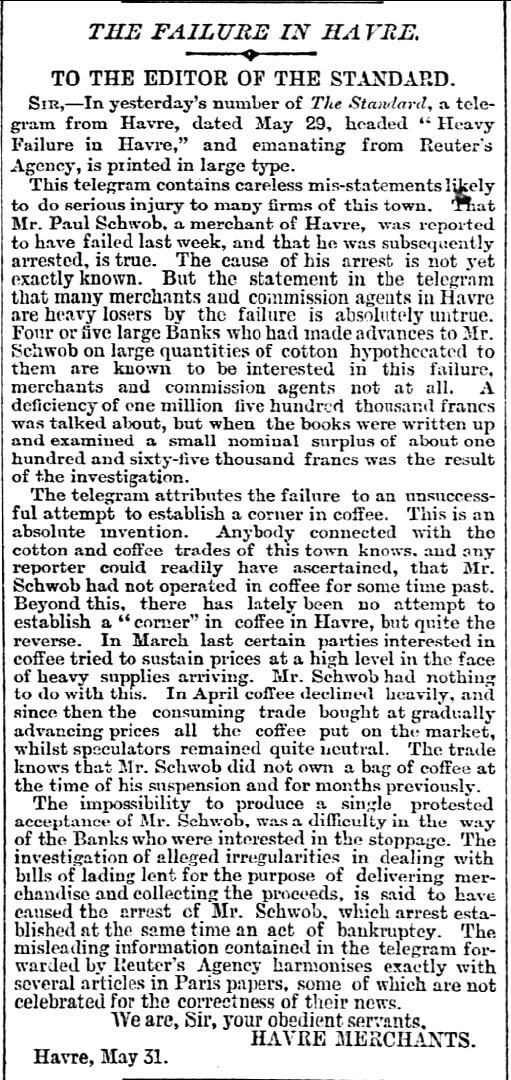 Havre Merchants' letter