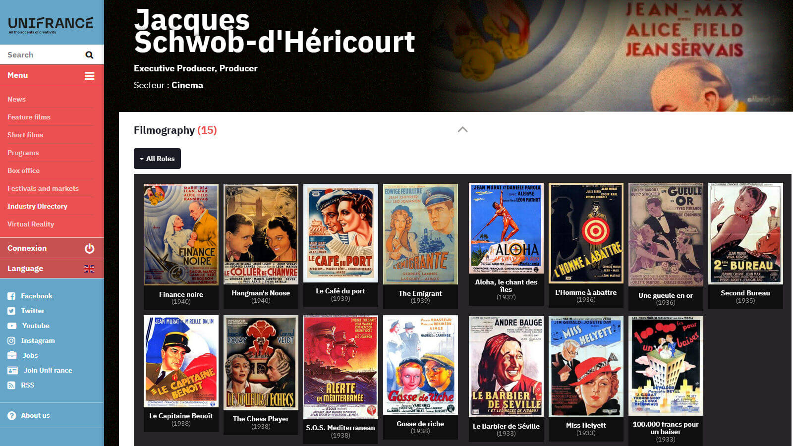 Films produced by Jacques Schwob