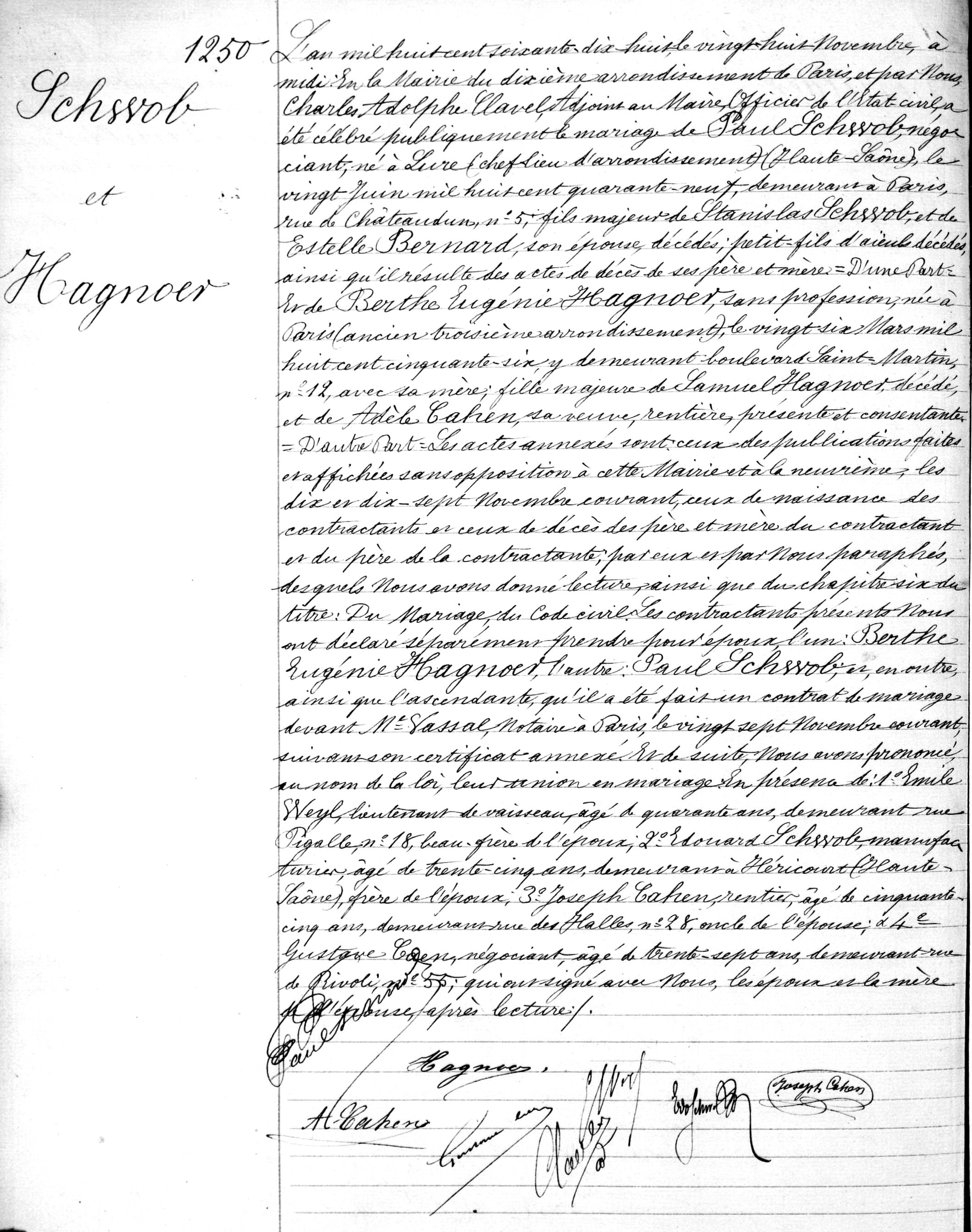 Paul Schwob marriage entry